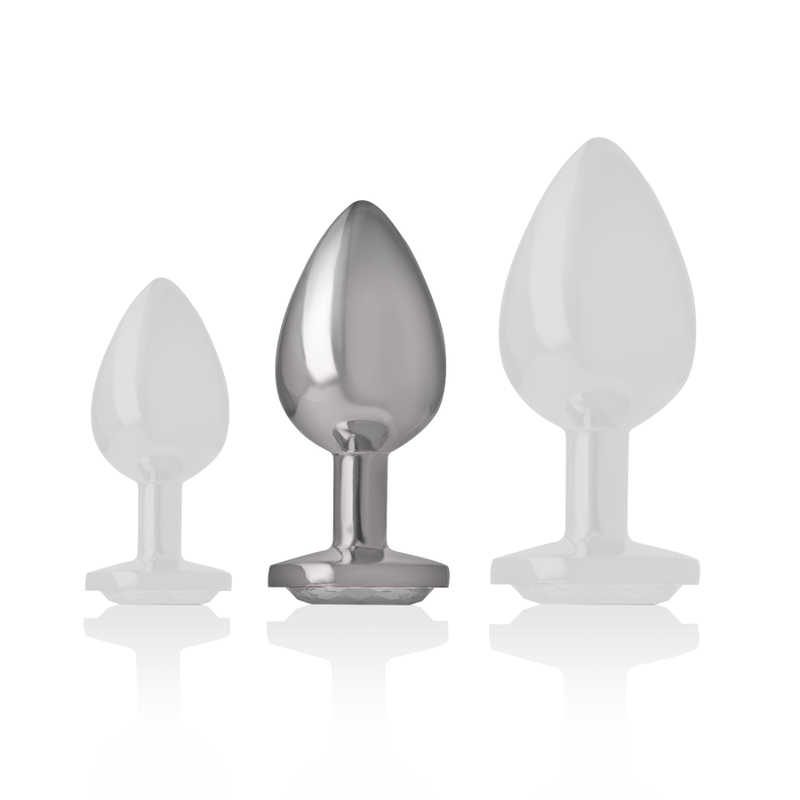 INTENSE - ANALPLUG I ALUMINIUM MED HJERTE, HVID STØRRELSE M