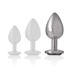 INTENSE - ANALPLUG METAL ALUMINIUM HVID HJERTE STØRRELSE L