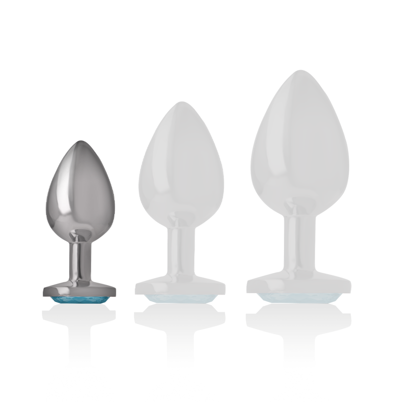 INTENSE - ANALPLUG I ALUMINIUM MED HJERTE, BLÅ, STØRRELSE S