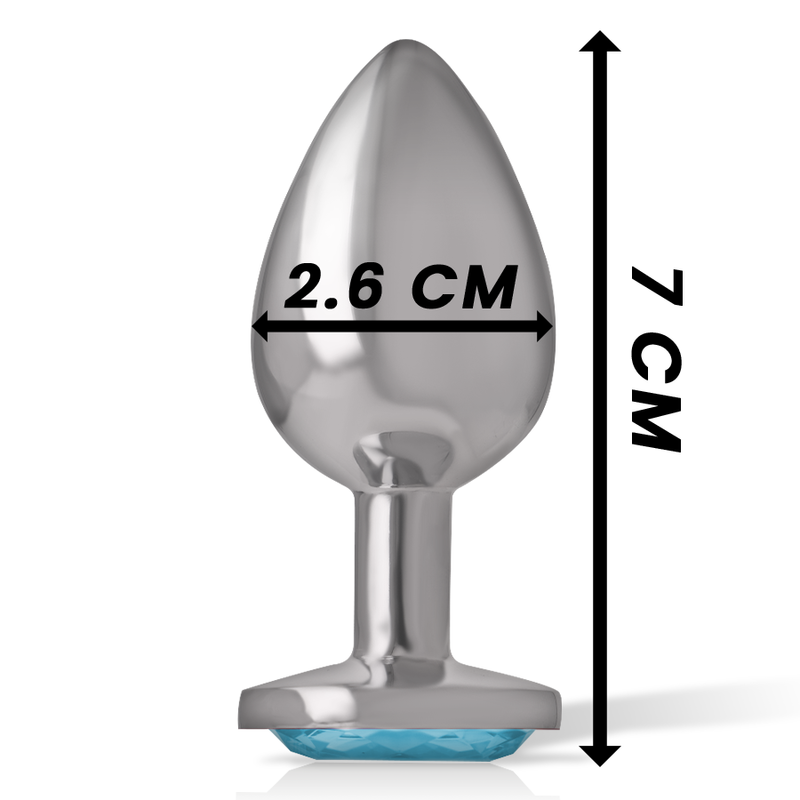 INTENSE - ANALPLUG I ALUMINIUM MED HJERTE, BLÅ, STØRRELSE S