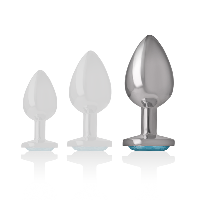 INTENSE - ANALPLUG I ALUMINIUM MED HJERTE, BLÅ, STØRRELSE L
