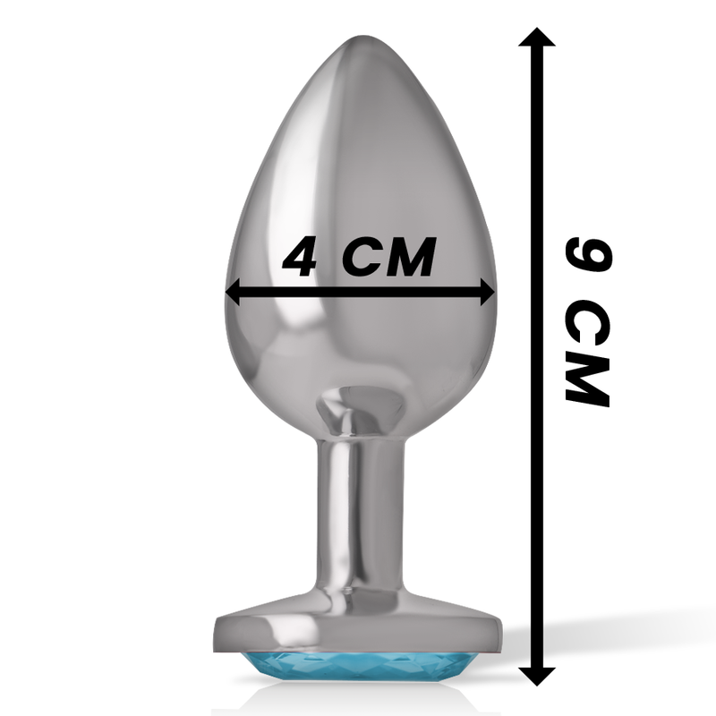 INTENSE - ANALPLUG I ALUMINIUM MED HJERTE, BLÅ, STØRRELSE L