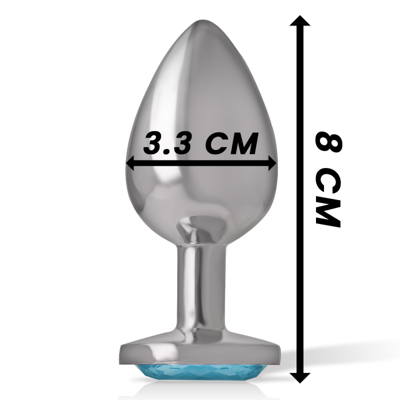 INTENSE - ANALPLUG I ALUMINIUM MED HJERTE, BLÅ, STØRRELSE M