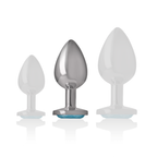 INTENSE - ANALPLUG I ALUMINIUM MED HJERTE, BLÅ, STØRRELSE M