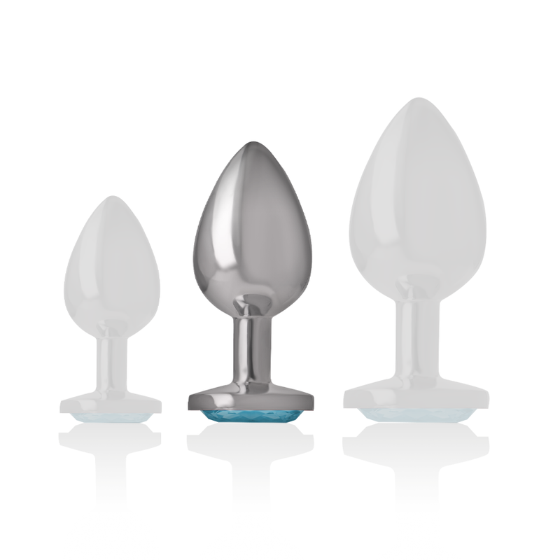 INTENSE - ANALPLUG I ALUMINIUM MED HJERTE, BLÅ, STØRRELSE M
