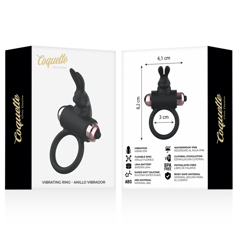 COQUETTE CHIC DESIRE - PIKSRING MED VIBRATOR SORT/ GULD