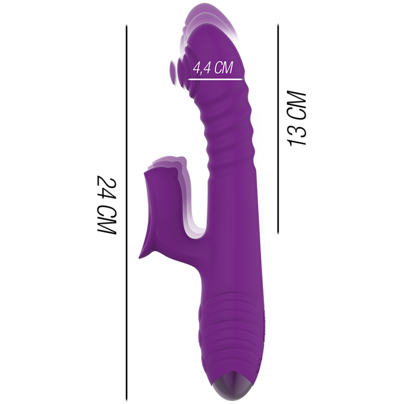 INTENS - IGGY MULTIFUNKTIONS GENOPLADELIG VIBRATOR OP & NED MED KLITORISTIMULATOR LILLA