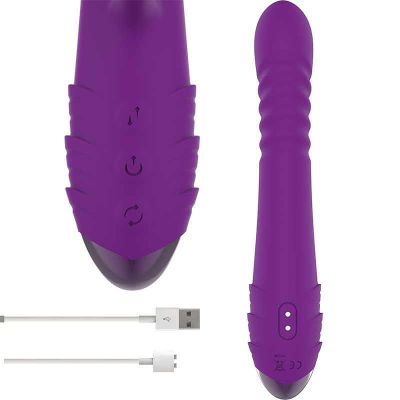 INTENS - IGGY MULTIFUNKTIONS GENOPLADELIG VIBRATOR OP & NED MED KLITORISTIMULATOR LILLA