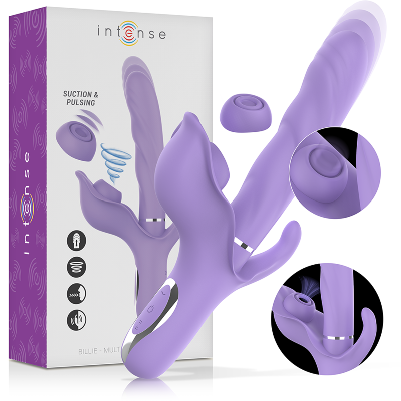 INTENSE - BILLIE MULTIFUNKTIONEL GENOPLADELIG SUGEVIBRATOR MED LILLA TRYKKNAP