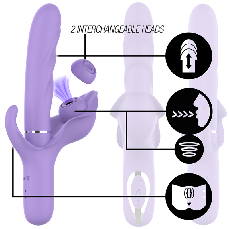 INTENSE - BILLIE MULTIFUNKTIONEL GENOPLADELIG SUGEVIBRATOR MED LILLA TRYKKNAP