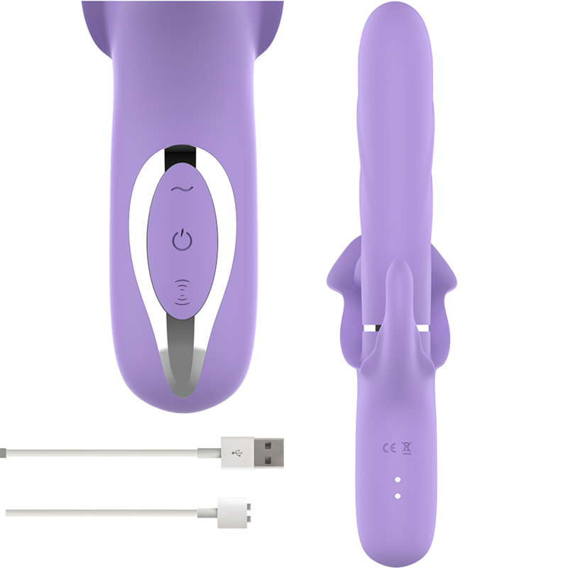 INTENSE - BILLIE MULTIFUNKTIONEL GENOPLADELIG SUGEVIBRATOR MED LILLA TRYKKNAP