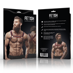 FETISH UNDERSODIG ATTITUDE - HERRE ØKO-LÆDER BRYST BULLDOG SELE SORT/RØD