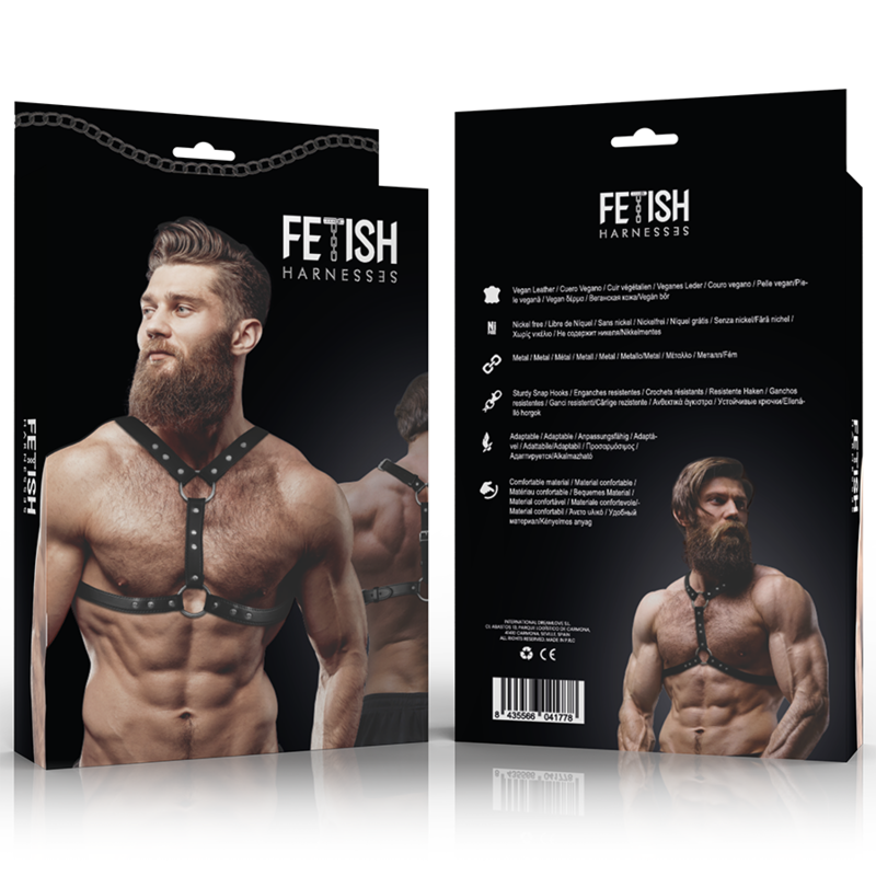 FETISH UNDERSODIG ATTITUDE - ØKO-LÆDER BRYSTSELE MED DOBBELT STØTTE OG NITTER TIL MÆND