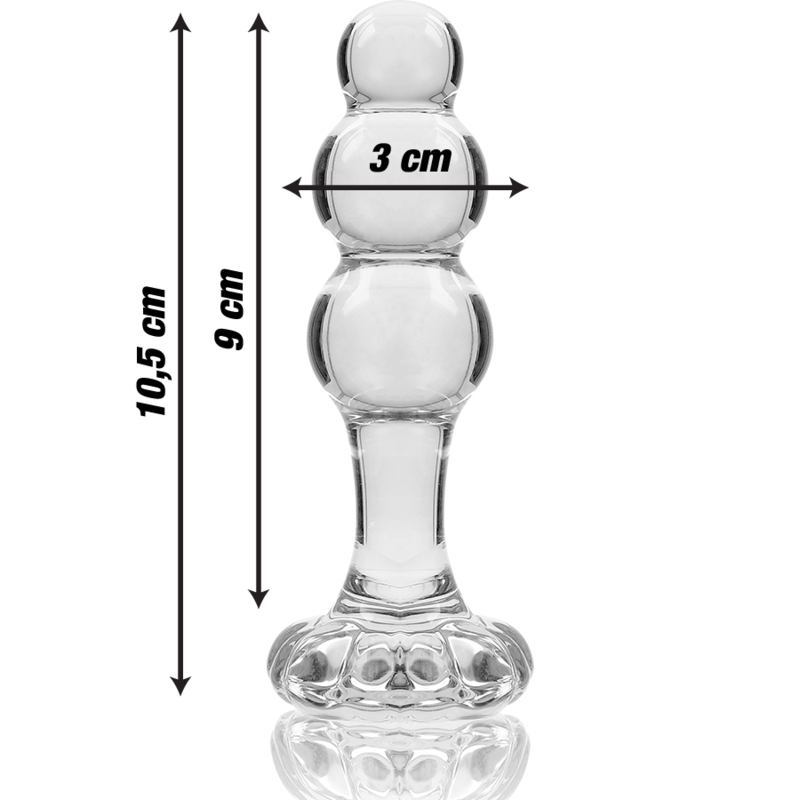 NEBULA-SERIEN FRÅ IBIZA - MODEL 1 ANALPLUG BOROSILIKATGLAS KLAR 10,5 CM -O- 3 CM