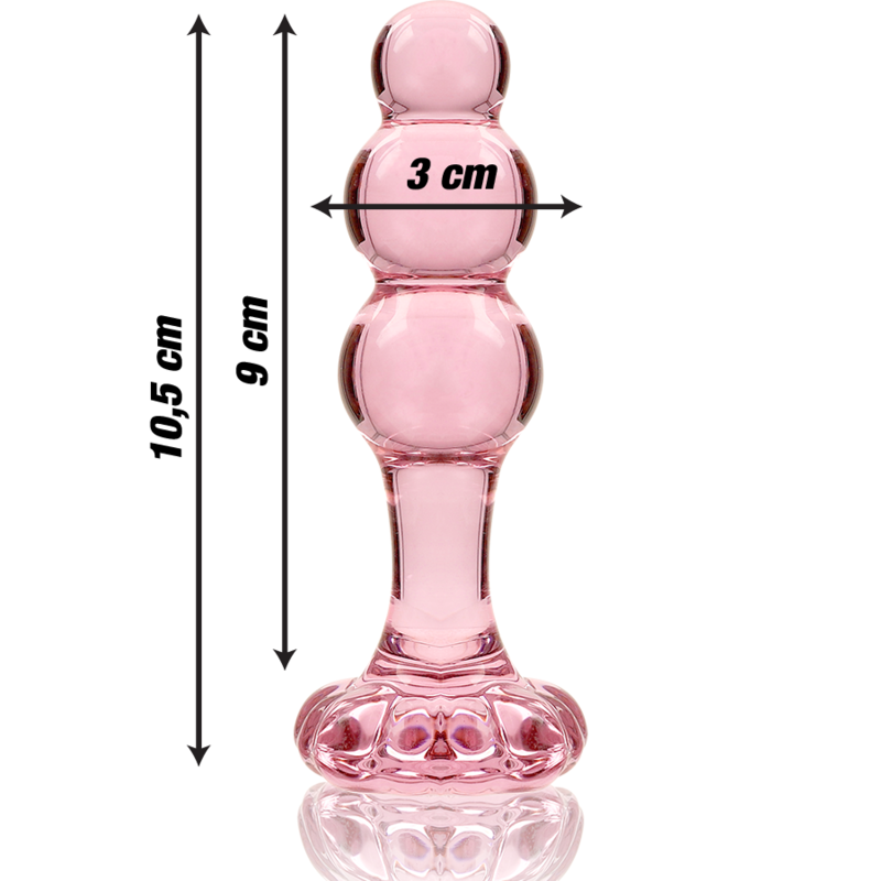 NEBULA-SERIEN FRÅ IBIZA - MODEL 1 ANALPLUG BOROSILIKATGLAS PINK 10,5 CM -O- 3 CM
