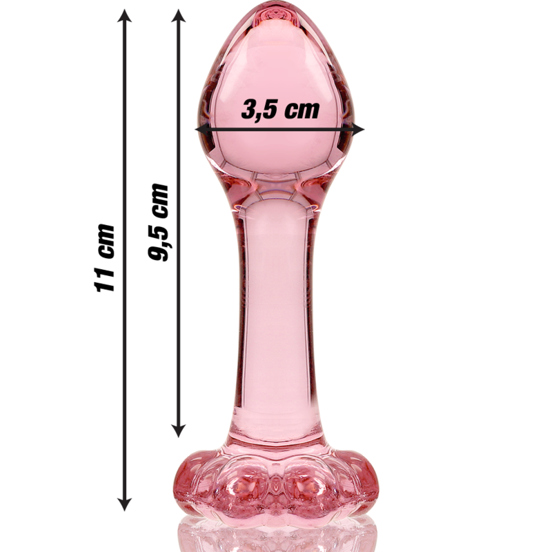 NEBULA-SERIEN AF IBIZA - MODEL 2 ANALPLUG BOROSILIKATGLAS PINK 11 CM -O- 3,5 CM