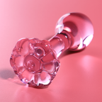 NEBULA-SERIEN AF IBIZA - MODEL 2 ANALPLUG BOROSILIKATGLAS PINK 11 CM -O- 3,5 CM