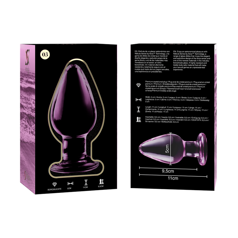 NEBULA-SERIEN AF IBIZA - MODEL 3 ANALPLUG BOROSILIKATGLAS PINK 11 CM -O- 5 CM