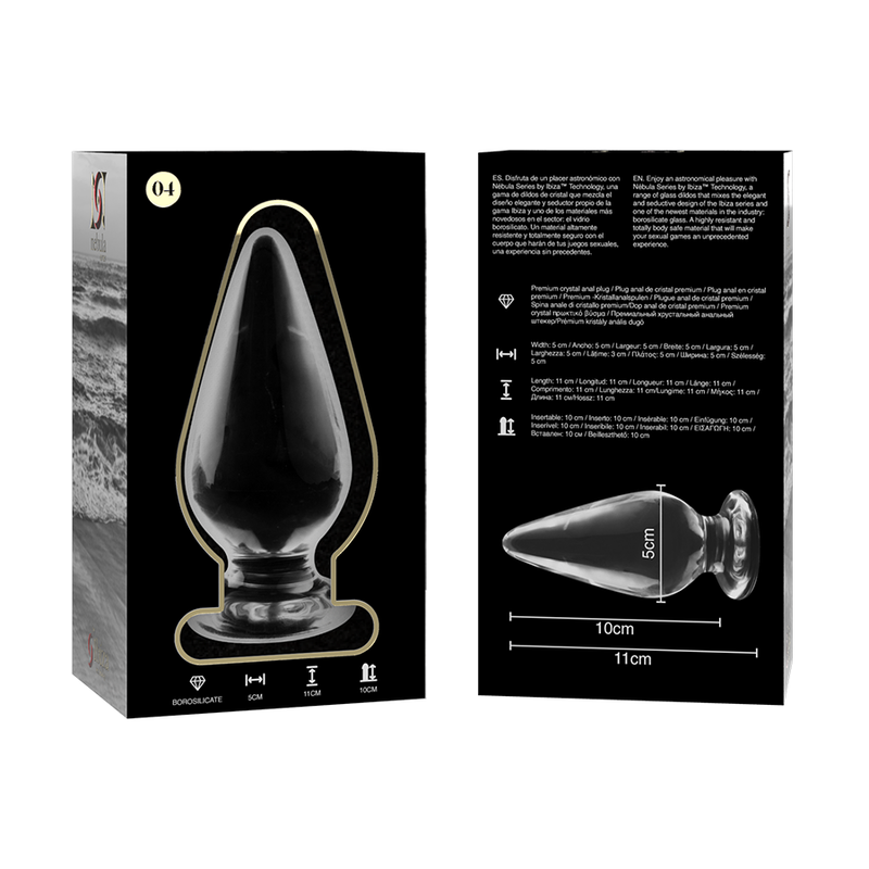 NEBULA-SERIEN FRÅ IBIZA - MODEL 4 ANALPLUG BOROSILIKATGLAS KLAR 11 CM -O- 5 CM