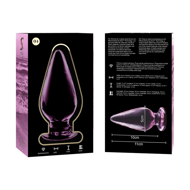 NEBULA-SERIEN AF IBIZA - MODEL 4 ANALPLUG BOROSILIKATGLAS PINK 11 CM -O- 5 CM