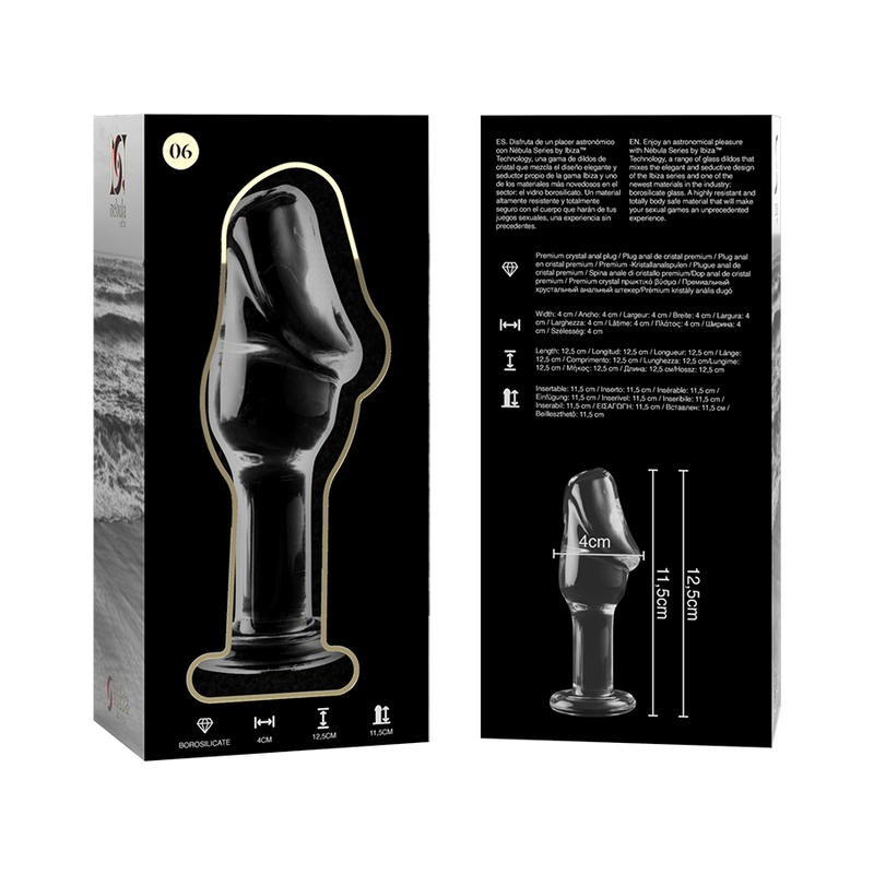 NEBULA-SERIEN FRÅ IBIZA - MODEL 6 ANALPLUG BOROSILIKATGLAS KLAR 12,5 CM -O- 4 CM