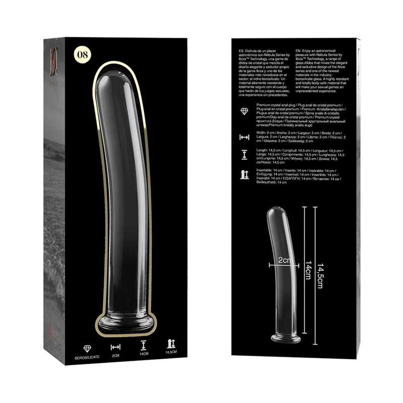 NEBULA-SERIEN FRA IBIZA - MODEL 8 DILDO BOROSILIKATGLAS KLAR 14,5 CM -O- 2 CM