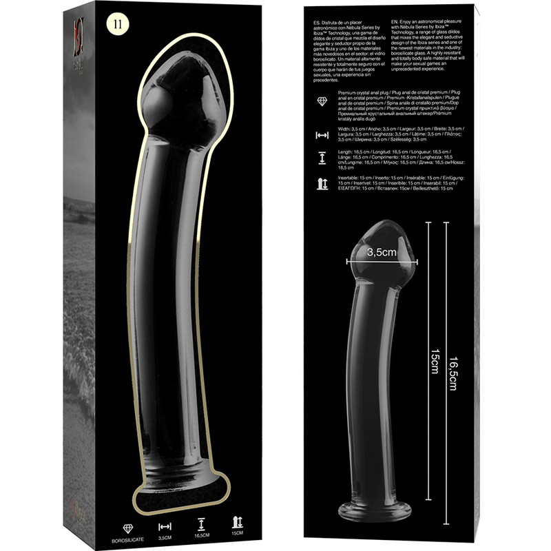 NEBULA-SERIEN FRA IBIZA - MODEL 11 DILDO BOROSILIKATGLAS KLAR 16 CM -O- 3 CM