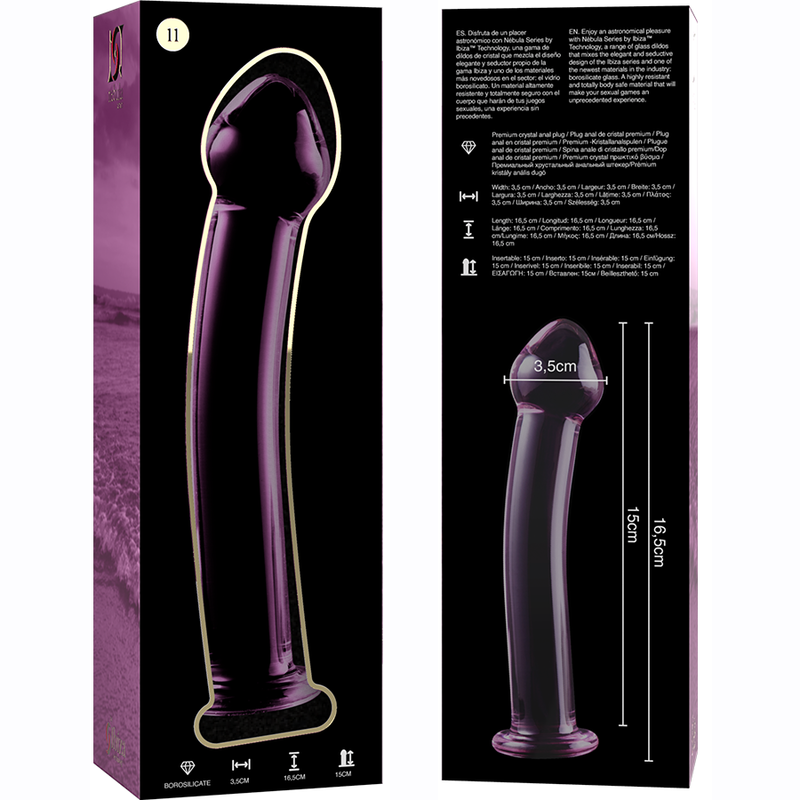 NEBULA-SERIEN FRA IBIZA - MODEL 11 DILDO BOROSILIKATGLAS PINK 16 CM -O- 3 CM