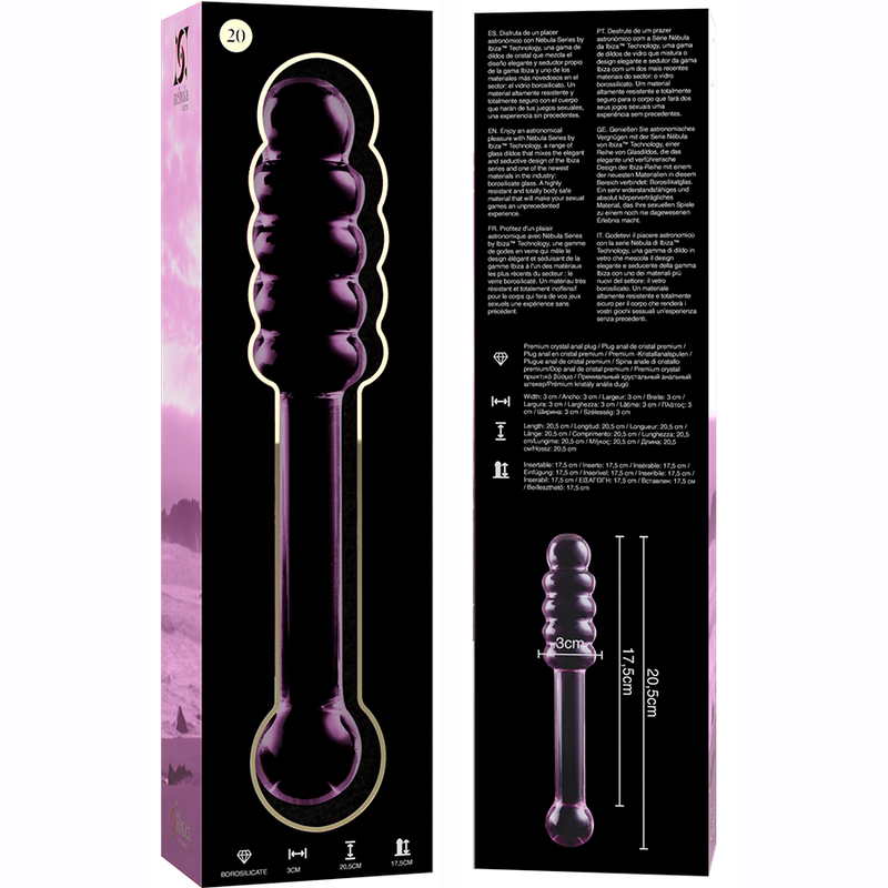 NEBULA-SERIEN FRA IBIZA - MODEL 20 DILDO BOROSILIKATGLAS PINK 20,5 CM -O- 3 CM