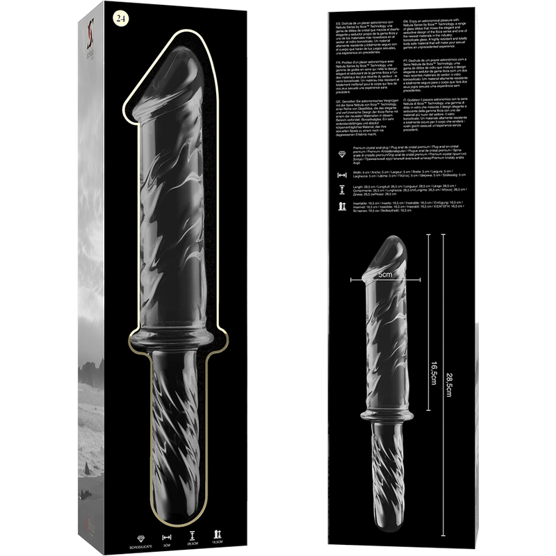 NEBULA-SERIEN FRA IBIZA - MODEL 24 DILDO BOROSILIKATGLAS KLAR 28,5 CM -O- 5 CM