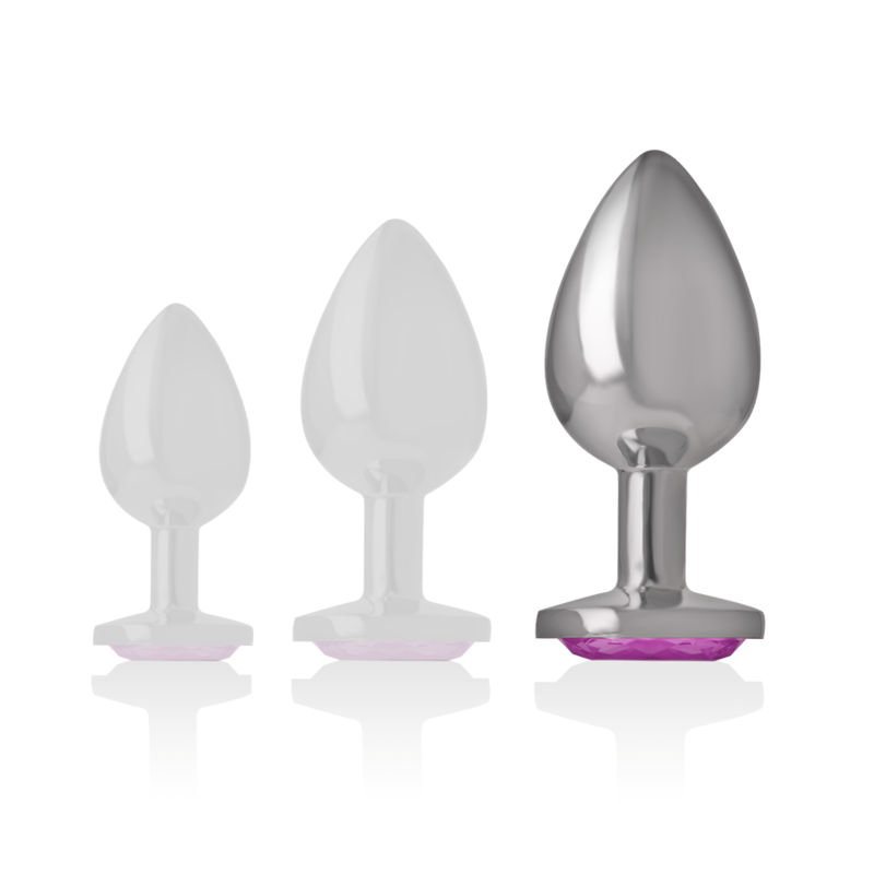 INTENSE - ANALPLUG I ALUMINIUM MED LYSERØD KRYSTAL STØRRELSE L