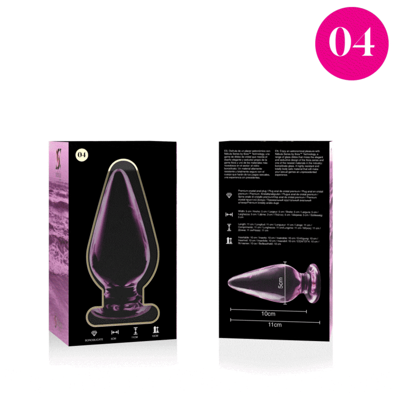 NEBULA-SERIEN AF IBIZA - MODEL 4 ANALPLUG BOROSILIKATGLAS PINK 11 CM -O- 5 CM