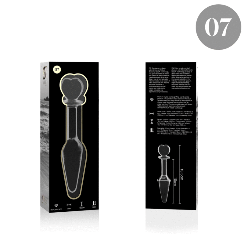 NEBULA-SERIEN FRÅ IBIZA - MODEL 7 ANALPLUG BOROSILIKATGLAS KLAR 13,5 CM -O- 3 CM
