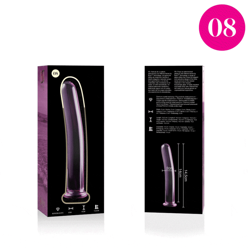 NEBULA-SERIEN FRA IBIZA - MODEL 8 DILDO BOROSILIKATGLAS PINK 14,5 CM -O- 2 CM