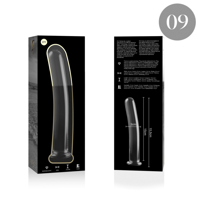 NEBULA-SERIEN FRA IBIZA - MODEL 9 DILDO BOROSILIKATGLAS KLAR 15,5 CM -O- 2,5 CM