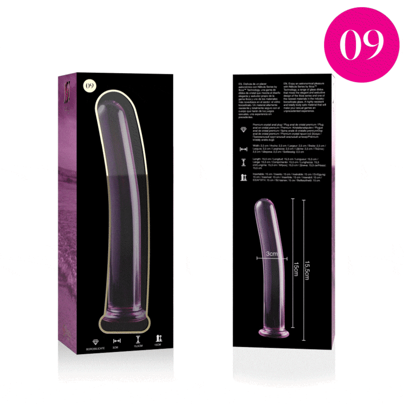 NEBULA-SERIEN FRA IBIZA - MODEL 9 DILDO BOROSILIKATGLAS PINK 15,5 CM -O- 2,5 CM