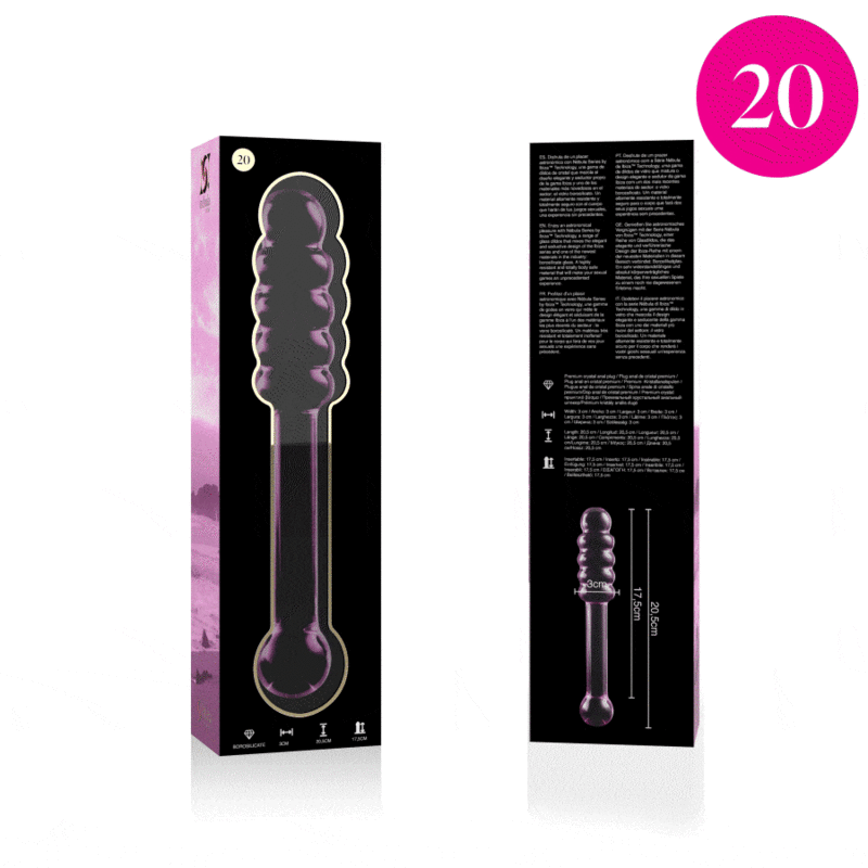 NEBULA-SERIEN FRA IBIZA - MODEL 20 DILDO BOROSILIKATGLAS PINK 20,5 CM -O- 3 CM