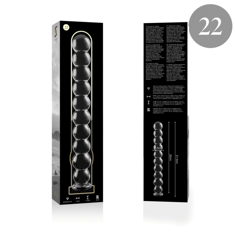 NEBULA-SERIEN FRA IBIZA - MODEL 22 DILDO BOROSILIKATGLAS KLAR 21,5 CM -O- 2,5 CM