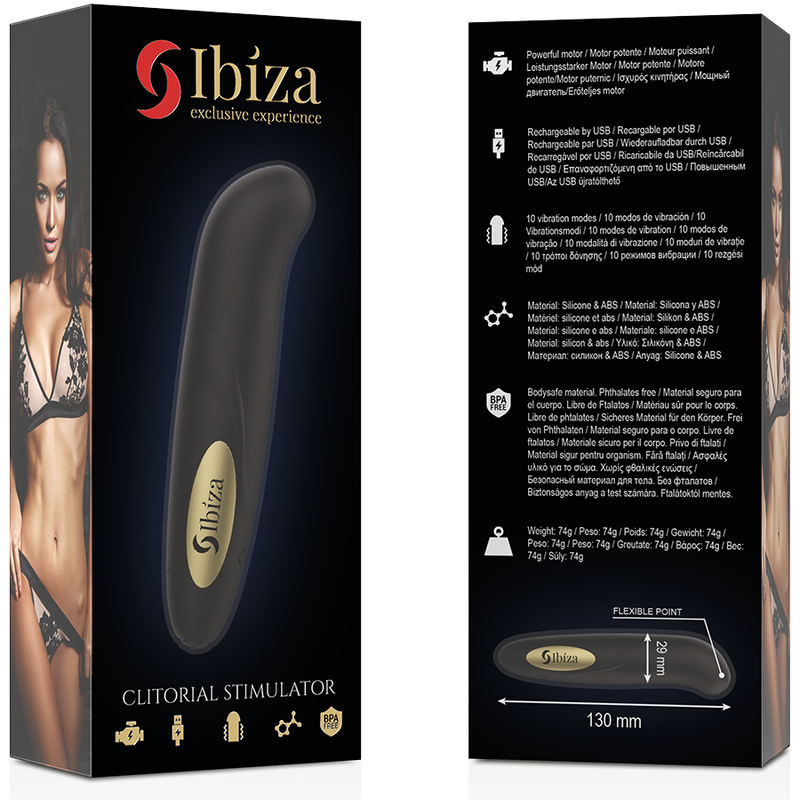 IBIZA - KLITORSTIMULATOR USB-OPLADER 10 VIBRATIONS TILSTANDE GYLDEN 13 X 2,9