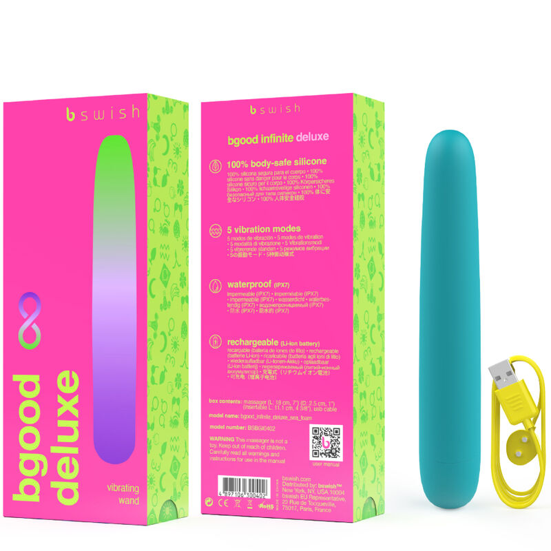 B SWISH - BGOOD INFINITE DELUXE GENOPLADELIG VIBRATOR BLÅ SILIKONE