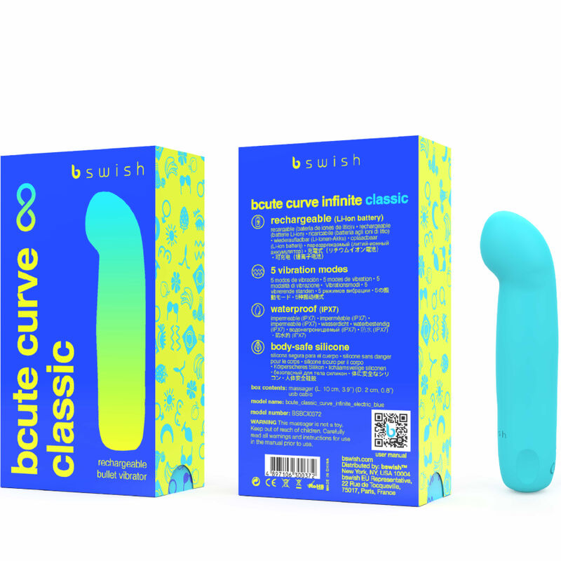 B SWISH - BCUTE CURVE INFINITE KLASSISK GENOPLADELIG VIBRATOR BLÅ SILIKONE