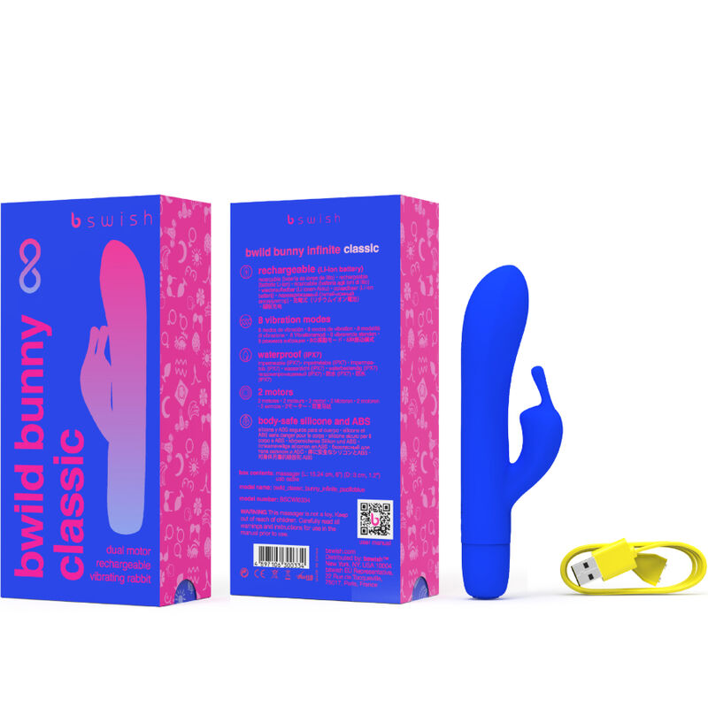 B SWISH - BWILD BUNNY INFINITE KLASSISK GENOPLADELIG VIBRATOR BLÅ SILIKONE