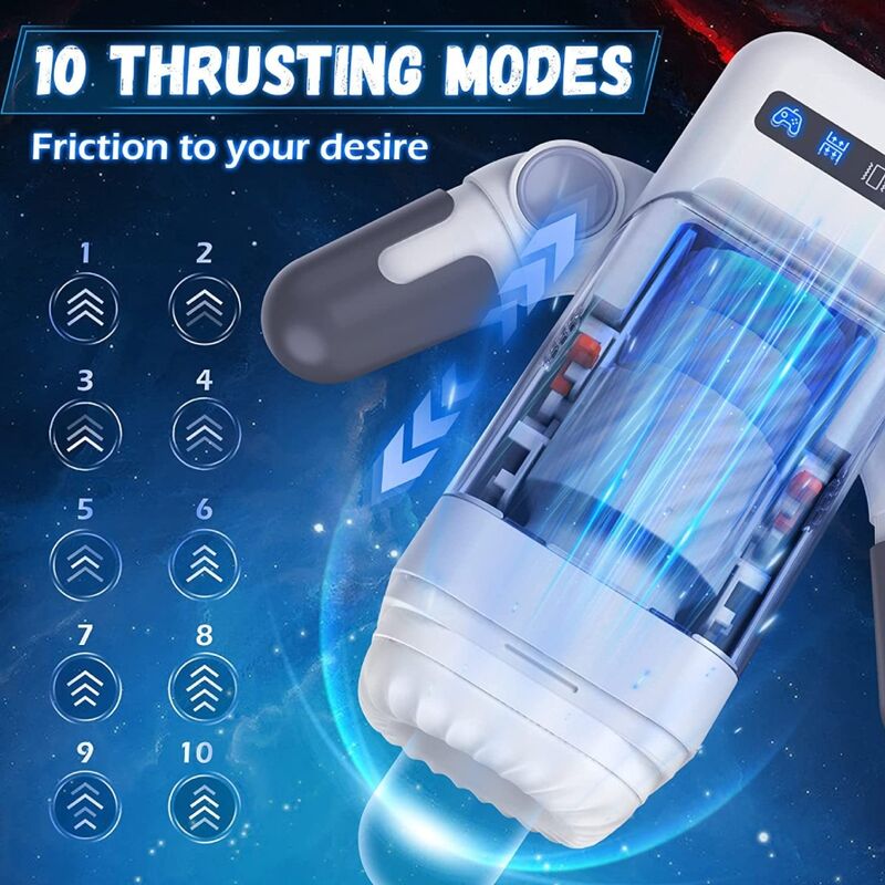 GAME CUP - KRAFTIGE VIBRATIONSMASTURBATOR MED VARMEFUNKTION OG MOBIL STØTTE - SORT