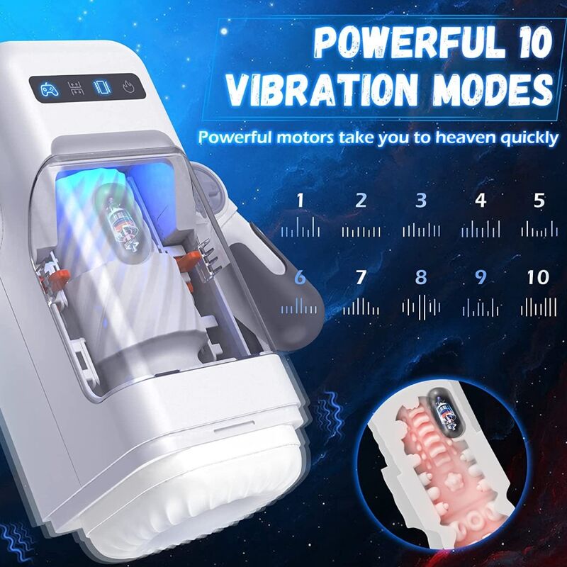 GAME CUP - KRAFTIGE VIBRATIONSMASTURBATOR MED VARMEFUNKTION OG MOBIL STØTTE - SORT