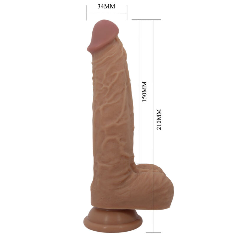 PRETTY LOVE - JONATHAN SILIKONE DILDO 3 VIBRATIONER + 3 INDSÆTTELSESMÅL FJERNBETJENING 21 CM