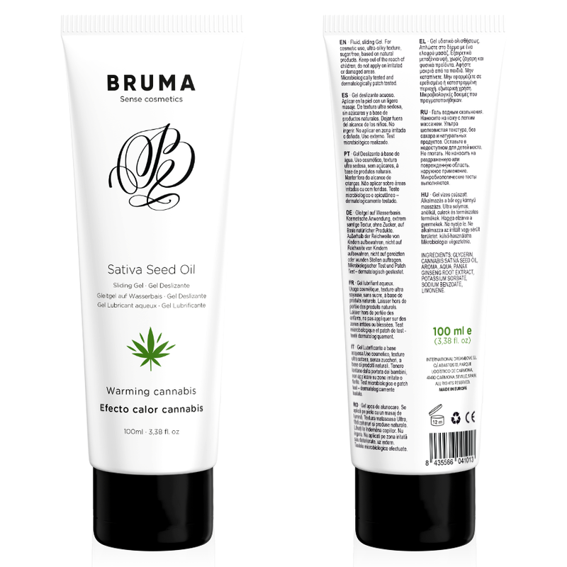 BRUMA - SATIVA FRØOLIE GLIDENDE GEL VARMENDE CANNABISSMAG 100 ML