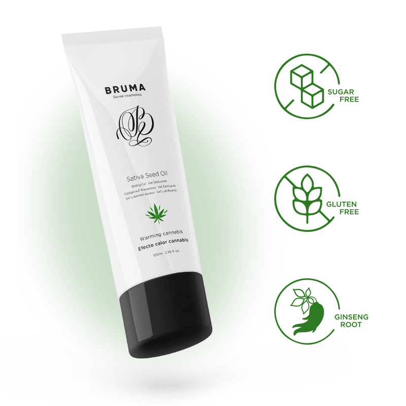 BRUMA - SATIVA FRØOLIE GLIDENDE GEL VARMENDE CANNABISSMAG 100 ML