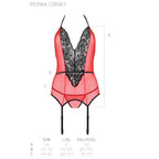 PASSION - PEONIA KORSET EROTISK LINJE RØD S/M