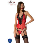 PASSION - PEONIA KORSET EROTISK LINJE RØD S/M