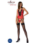 PASSION - PEONIA KORSET EROTISK LINJE RØD L/XL